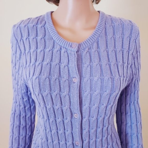 Real Comfort by Chadwicks Lavender Heavy Cable Knit Sweater Size S NWOT - Picture 2 of 6